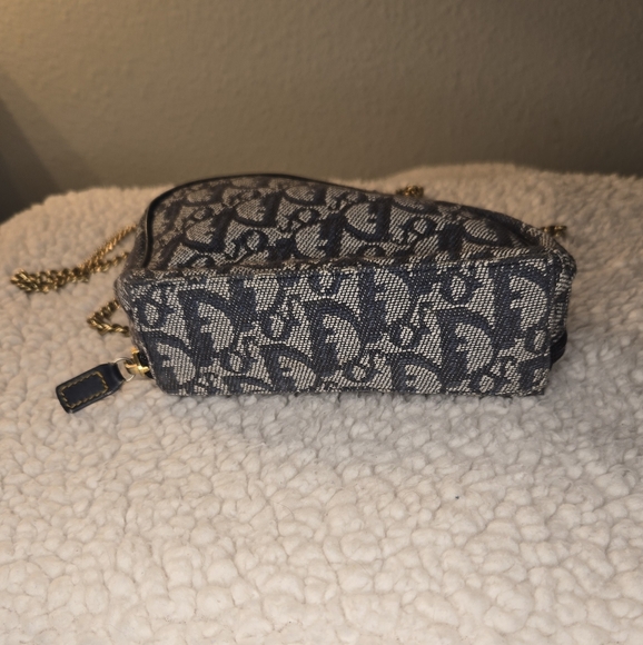 Christian Dior Vintage Saddle Bag Pouch Clutch with Chain Trotter Diorissimo - Picture 9 of 16
